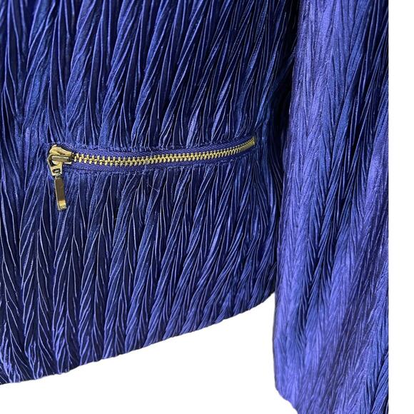 Blazer Unlined Purple Open Front Jacket Zip Close Pockets Chicos Size 1/Medium - Picture 5 of 8